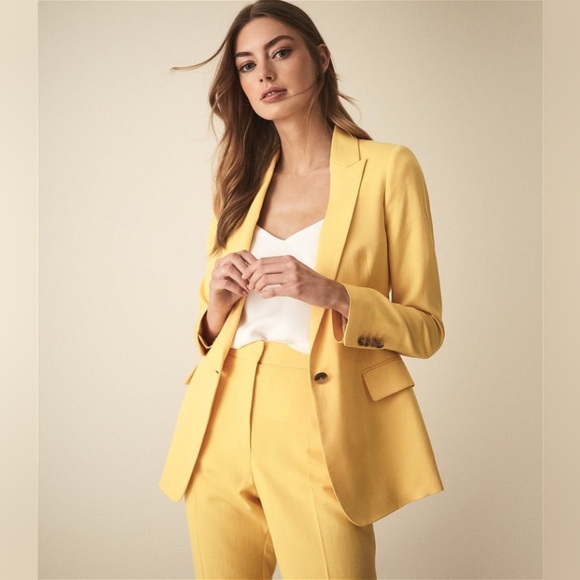 Reiss Jackets & Blazers - REISS Women's Haya Jacket Single Breasted Blazer Sun Yellow Size US 10